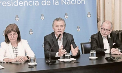 Patricia Bullrich, Mauricio Macri y Jorge Faurie. FOTO archivo - ambito.com