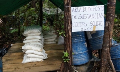 Una de las fábricas de droga que se encontraba en el municipio de Villa Tunari. Foto: Ministerio de Gobierno