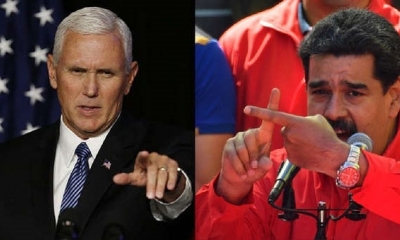 Mike Pence, vicepresidente de Estadosn Unidos y Nicolás Maduro. | Fuente: AFP