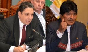 	 Hector Arce y Evo Morales/Foto.Kandire