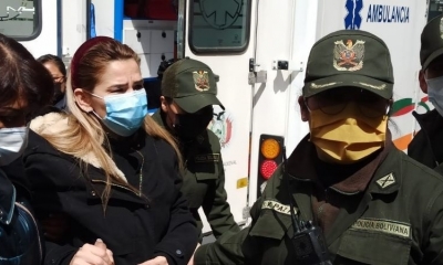La expresidenta Añez sale del Hospital del Tórax, el miércoles 11 de agosto de 2021. 