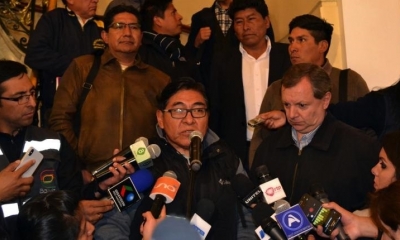 Representantes de la UEPA y del Gobierno, esta tarde en la Vicepresidencia. | @SenadoBolivia
