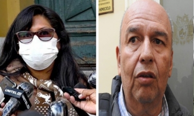 La presidenta del Senado, Eva Copa y Arturo Murillo