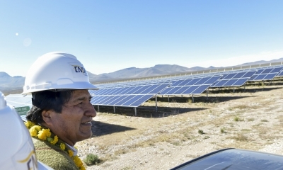  El presidente Evo Morales inaugura planta solar fotovoltaica conectada al Sistema Interconectado Nacional en el municipio de Yunchará