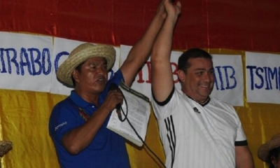 El ejecutivo de la Confederación de Pueblos Indígenas de Bolivia, CIDOB, Pedro Bare y Alex Ferrier.
