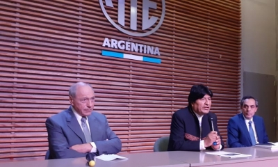 El expresidente Evo Morales, en conferencia de prensa desde Argentina