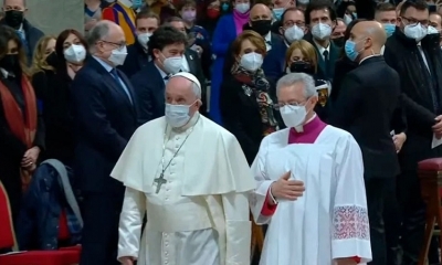 El papa Francisco en la ceremonia previa al Año Nuevo