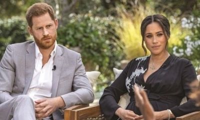 Enrique y Meghan durante la entrevista transmitida el domingo. 