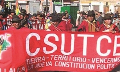 Marcha de dirigentes de la Csutcb en una gestión pasada.