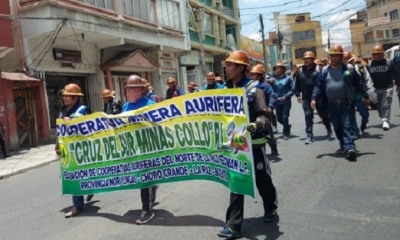 Marcha de mineros cooperativistas. Foto: ANF