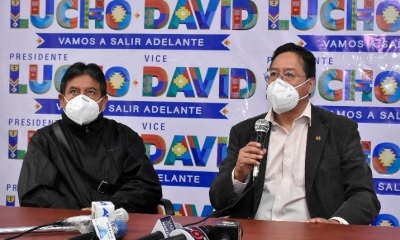 Las nueva autoridades nacionales, David Choquehuanca y Luis Arce. | Foto archivo | APG
