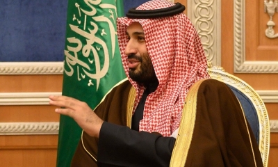 El príncipe heredero Mohammed bin Salman se reúne con el secretario de Estado Mike Pompeo en la Corte Real de Riyadh, Arabia Saudita
