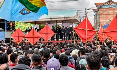Vecinos del sur de Cochabamba en el acto de homologación de la mancha urbana, el 7 de febrero. 