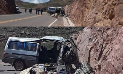Así quedó el minibus/Foto. RRSS