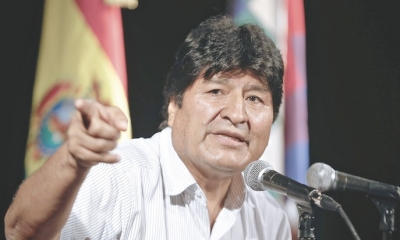 El expresidente Evo Morales durante una rueda de prensa en Buenos Aires. | EFE