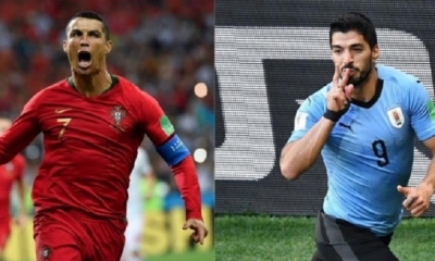 Cristiano Ronaldo estrella de Portugal y Luis Suárez estrella de Uruguay. Foto: Internet