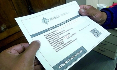 Certificado de vacunación contra el covid en Bolivia. 