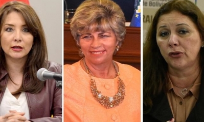 Las ministras de Comunicación, Isabel Fernández; de Medio Ambiente y Aguas, María Pinckert; y a la de Desarrollo Rural y Tierras,  Eliane Capobianco.