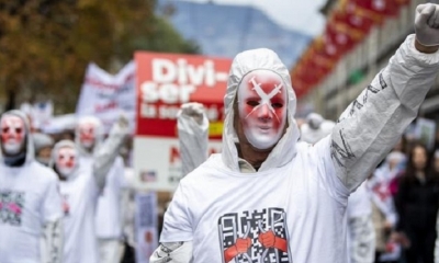 Protesta antivacunas en Suiza.