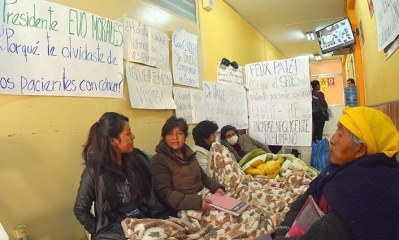 Enfermos con cáncer instalan una huelga de hambre en el Hospital de Clínicas de La Paz. Foto: APG