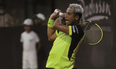 Hugo Dellien celebra en el Challenger de Santa Cruz. Foto: Challenger de Santa Cruz.