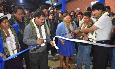 Inauguración del mercado de coca, ayer en Sacaba. | ABI