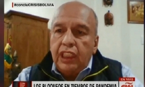 El ministro de Gobierno, Arturo Murillo, en la entrevista con CNN esta noche. Foto: Captura de video / CNN