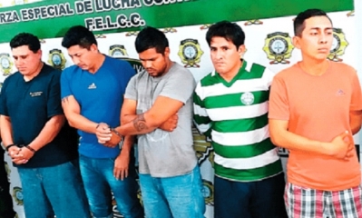 Los integrantes de la banda sindicados de múltiples atracos en la ciudad. Foto: EL DEBER
