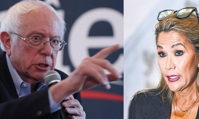 El senador  Bernar Sanders y Jeanine Áñez