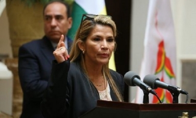 Jeanine Añez en conferencia de prensa este jueves 14 de noviembre de 2019