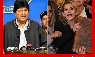 El expresidente de Bolivia, Evo Morales  y Jeanine  Áñez. 