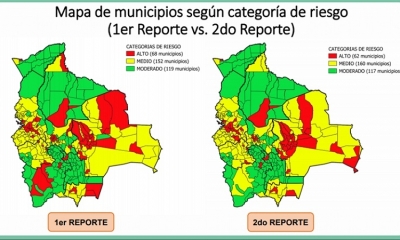 Reducen de 68 a 62 los municipios que se encuentran en riesgo alto por el coronavirus en Bolivia