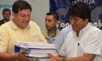 El presidente Evo Morales recibió en Tarija 46 proyectos de los 11 alcaldes/Foto. ABI