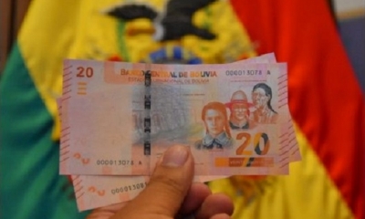El billete de 20 bolivianos fue lanzado este martes. Foto: APG