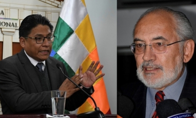 El ministro de Justicia, Iván Lima y expresidente Carlos Mesa 