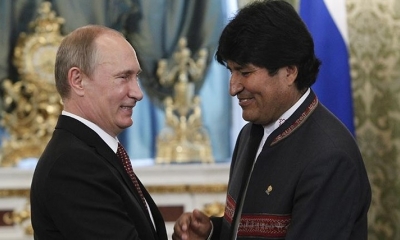 Vladimir Putin y Evo Morales. Foto: ABI