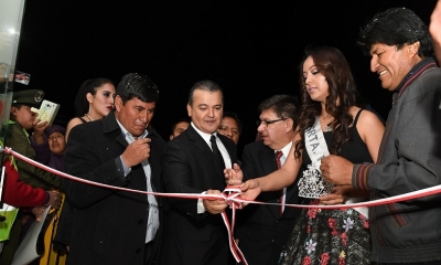 Instalaciones del nuevo Campo Ferial de la ciudad de Potosi, durante el acto de entrega con el presidente Evo Morales. 