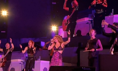 Shakira durante su presentación el estados Metropolitano de Barranquilla.  Foto: infobae