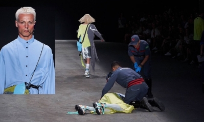 Thales Soares se desplomó mientras desfilaba en la Sao Paulo Fashion Week/Foto. RRSS