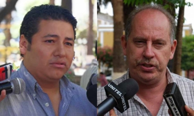 Alex Aguilar, secretario de Autonomía de la Gobernación de Tarija (Izq.) el Asambleísta Departamental Mauricio Lea Plaza (Der.)