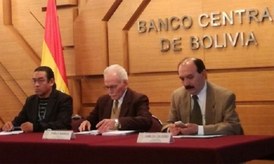 Autoridades del BCB brindaron conferencia de prensa este jueves.
