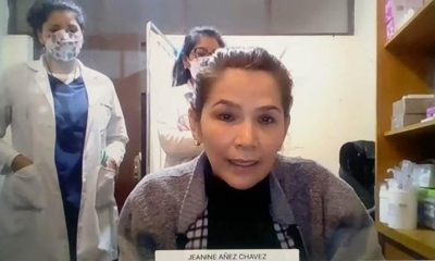  Jeanine Áñez en una audiencia virtual.