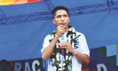 Andrónico Rodríguez en su participación en el Trópico de Cochabamba, ayer. | RKC