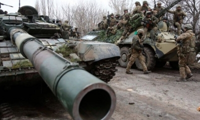 Tanque ruso, en el comienzo de la invasión a Ucrania