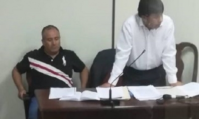 El oficial de Policía durante su audiencia cautelar/Foto. Jorge Gutiérrez