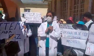 La protesta es el Hospital de Clínicas. Foto captura / Sirmes.