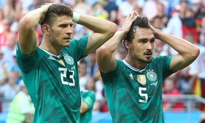 Jugadores de la selección alemana sorprendidos tras su eliminación del Mundial. Foto: RT
