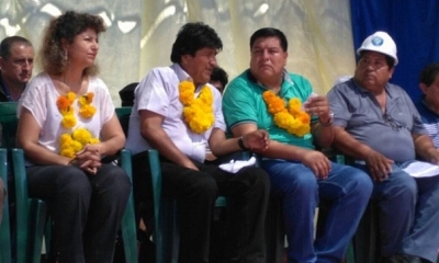 Presidente Morales inauguró sede sindical para trabajadores de Bermejo. Foto: Btv (Facebook)