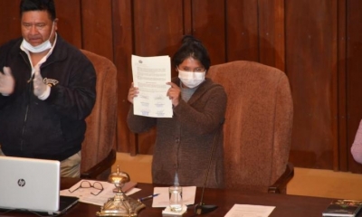 La presidenta de la Cámara de Senadores, Eva Copa. 