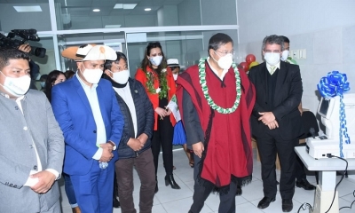 El presidente Luis Arce, junto al vicepresidente David Choquehuanca